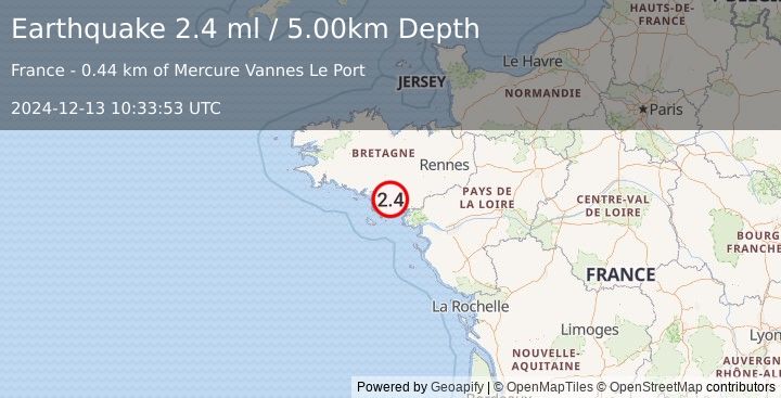 Earthquake FRANCE (2.4 ml) (2024-12-13 10:33:53 UTC)