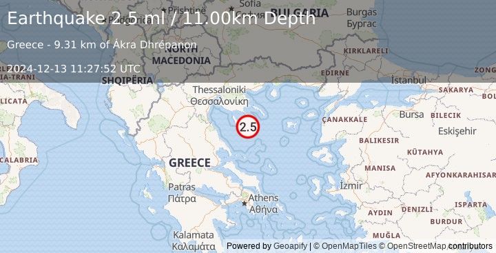 Earthquake AEGEAN SEA (2.5 ml) (2024-12-13 11:27:52 UTC)