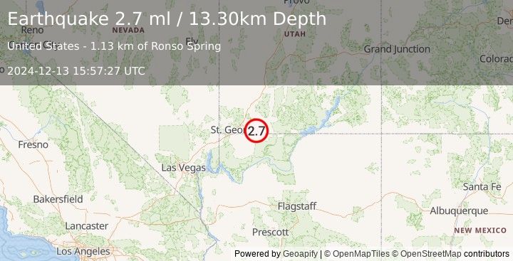 Earthquake UTAH (2.7 ml) (2024-12-13 15:57:27 UTC)