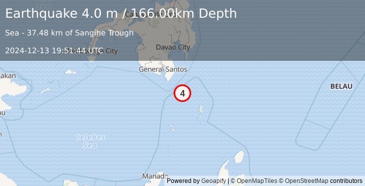 Earthquake MINDANAO, PHILIPPINES (4.0 m) (2024-12-13 19:51:44 UTC)