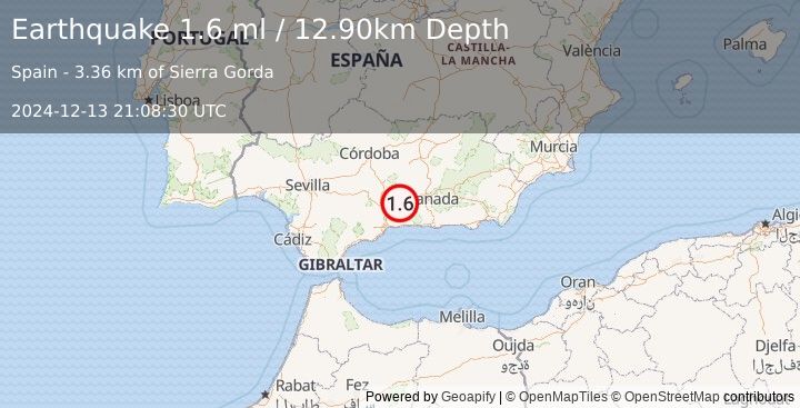 Earthquake SPAIN (1.6 ml) (2024-12-13 21:08:30 UTC)