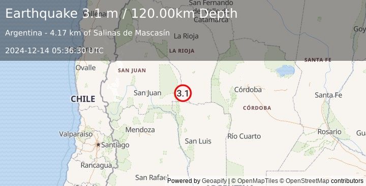 Earthquake LA RIOJA, ARGENTINA (3.1 m) (2024-12-14 05:36:30 UTC)