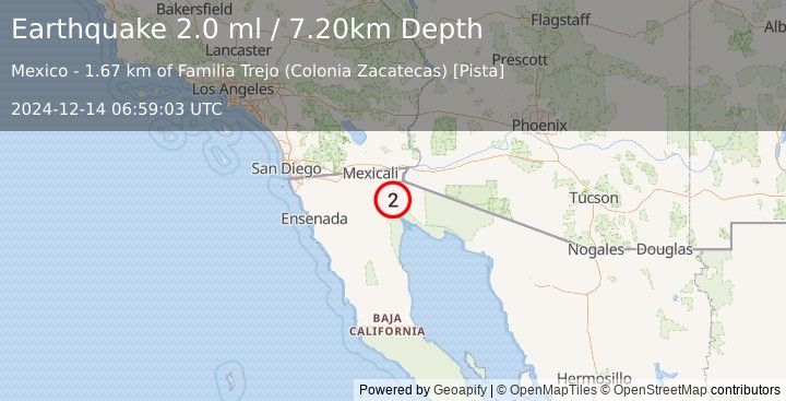 Earthquake BAJA CALIFORNIA, MEXICO (2.0 ml) (2024-12-14 06:59:03 UTC)