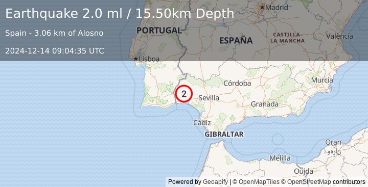 Earthquake PORTUGAL (2.1 ml) (2024-12-14 09:04:34 UTC)