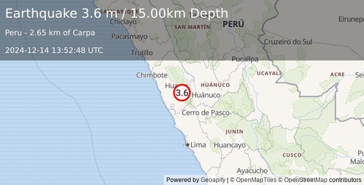 Earthquake CENTRAL PERU (3.6 m) (2024-12-14 13:52:48 UTC)