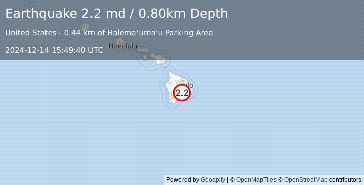 Earthquake ISLAND OF HAWAII, HAWAII (2.2 md) (2024-12-14 15:49:40 UTC)