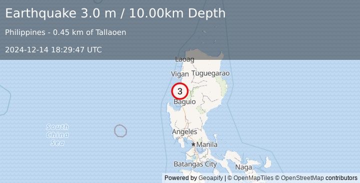 Earthquake LUZON, PHILIPPINES (3.0 m) (2024-12-14 18:29:47 UTC)