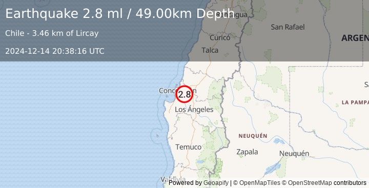 Earthquake BIO-BIO, CHILE (2.8 ml) (2024-12-14 20:38:16 UTC)