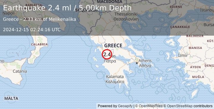 Earthquake GREECE (2.4 ml) (2024-12-15 02:24:16 UTC)