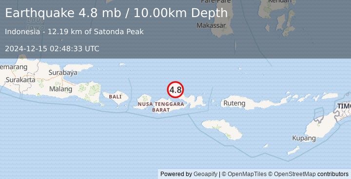 Earthquake SUMBAWA REGION, INDONESIA (4.8 mb) (2024-12-15 02:48:33 UTC)