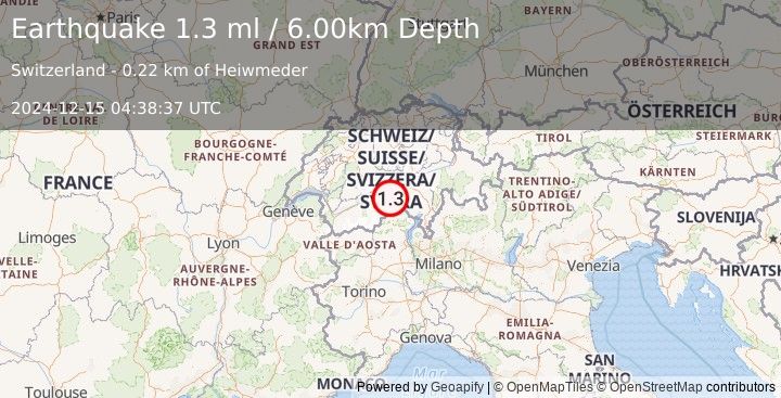 Earthquake SWITZERLAND (1.3 ml) (2024-12-15 04:38:37 UTC)