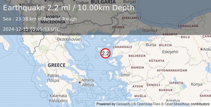 Earthquake AEGEAN SEA (2.2 ml) (2024-12-15 05:05:53 UTC)