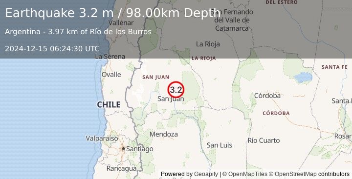 Earthquake SAN JUAN, ARGENTINA (3.2 m) (2024-12-15 06:24:30 UTC)