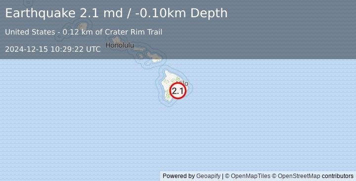 Earthquake ISLAND OF HAWAII, HAWAII (2.1 md) (2024-12-15 10:29:22 UTC)