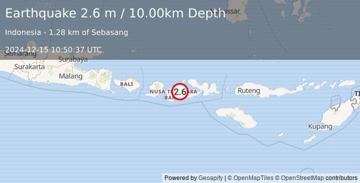 Earthquake SUMBAWA REGION, INDONESIA (2.6 m) (2024-12-15 10:50:37 UTC)