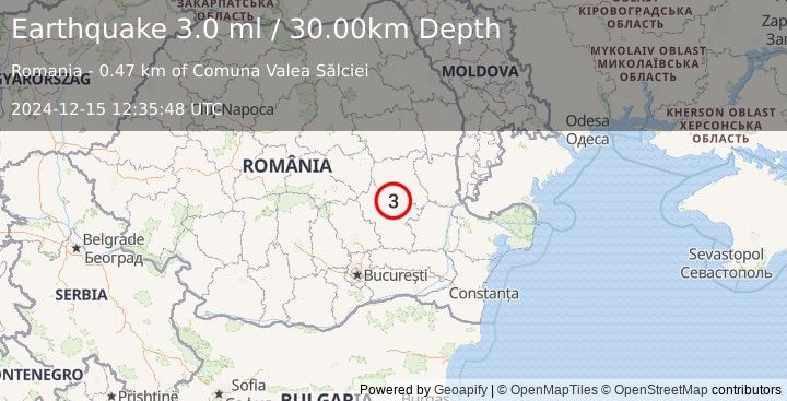 Earthquake ROMANIA (3.0 ml) (2024-12-15 12:35:48 UTC)