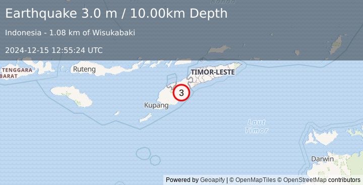 Earthquake TIMOR REGION (3.0 m) (2024-12-15 12:55:24 UTC)