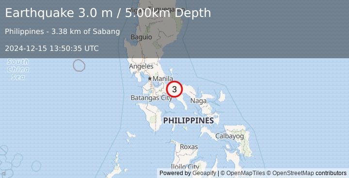 Earthquake LUZON, PHILIPPINES (3.0 m) (2024-12-15 13:50:35 UTC)