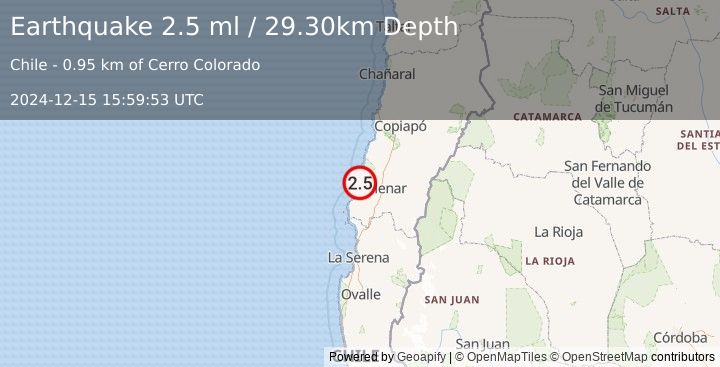 Earthquake ATACAMA, CHILE (2.5 ml) (2024-12-15 15:59:53 UTC)