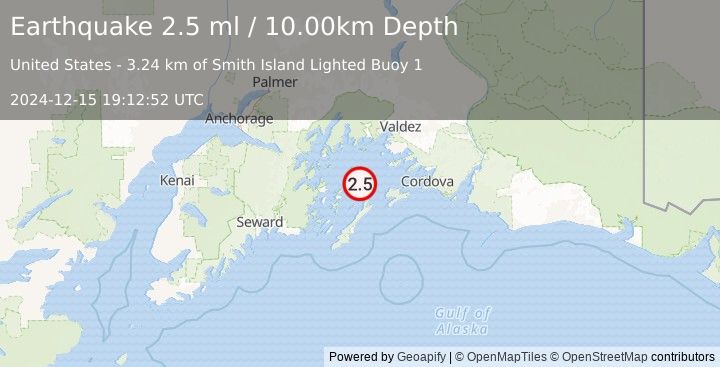 Earthquake SOUTHERN ALASKA (2.5 ml) (2024-12-15 19:12:52 UTC)