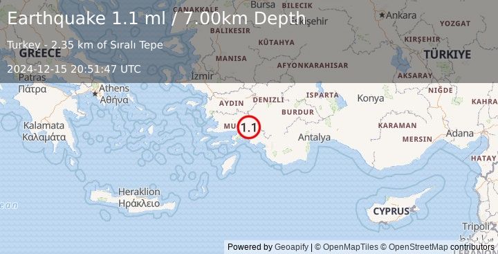 Earthquake WESTERN TURKEY (1.1 ml) (2024-12-15 20:51:47 UTC)