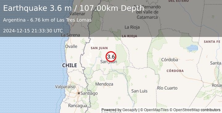 Earthquake SAN JUAN, ARGENTINA (3.6 m) (2024-12-15 21:33:30 UTC)