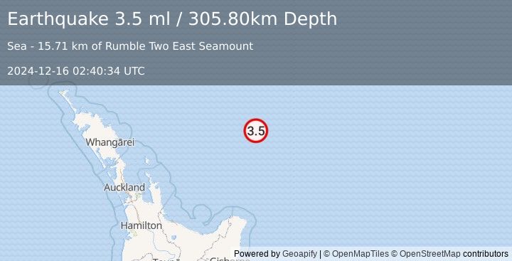 Earthquake OFF E. COAST OF N. ISLAND, N.Z. (3.5 ml) (2024-12-16 02:40:34 UTC)