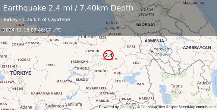 Earthquake EASTERN TURKEY (2.4 ml) (2024-12-16 03:48:17 UTC)