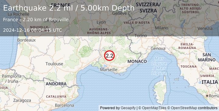 Earthquake FRANCE (2.2 ml) (2024-12-16 08:04:15 UTC)