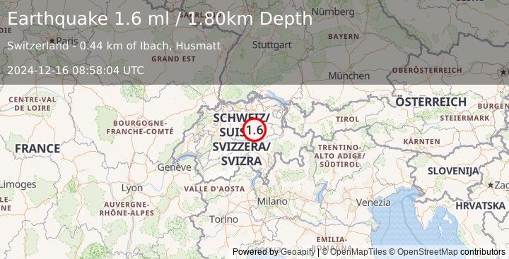 Earthquake SWITZERLAND (1.6 ml) (2024-12-16 08:58:04 UTC)