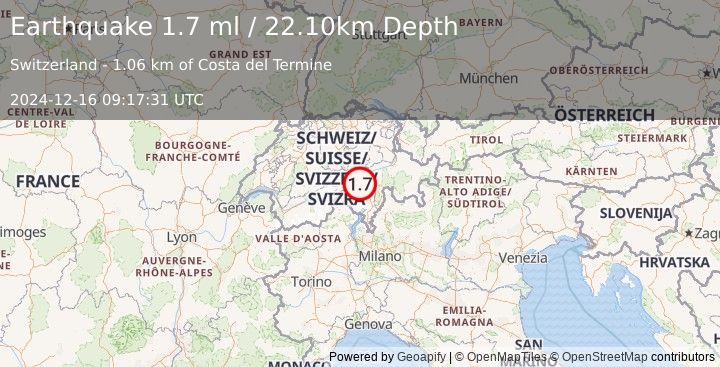 Earthquake NORTHERN ITALY (2.0 ml) (2024-12-16 09:18:00 UTC)