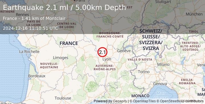 Earthquake FRANCE (2.1 ml) (2024-12-16 11:10:51 UTC)