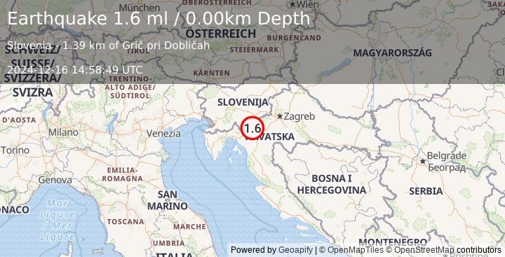 Earthquake SLOVENIA (1.6 ml) (2024-12-16 14:58:49 UTC)