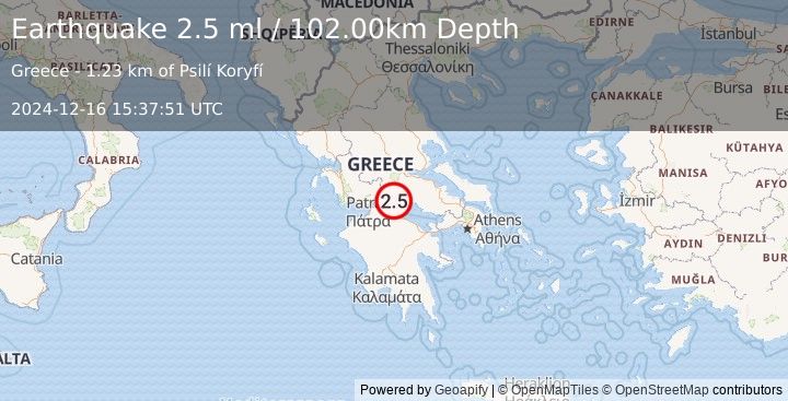 Earthquake GREECE (2.5 ml) (2024-12-16 15:37:51 UTC)