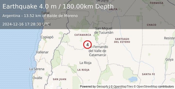 Earthquake CATAMARCA, ARGENTINA (4.0 m) (2024-12-16 17:28:30 UTC)