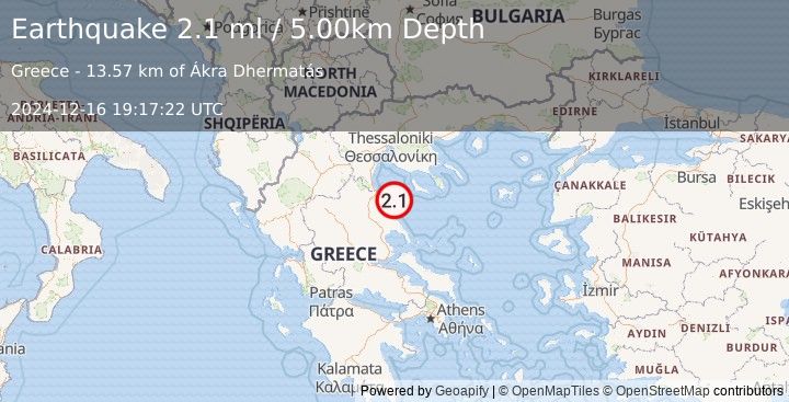 Earthquake AEGEAN SEA (2.1 ml) (2024-12-16 19:17:22 UTC)