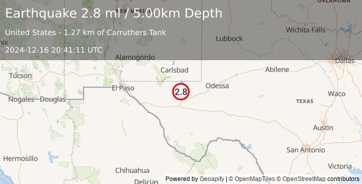 Earthquake WESTERN TEXAS (2.8 ml) (2024-12-16 20:41:11 UTC)