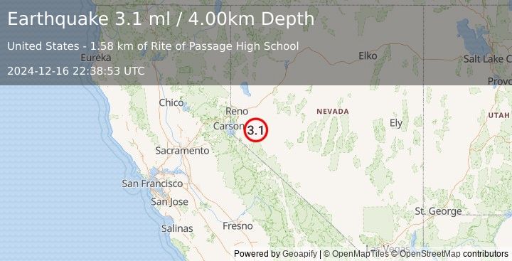 Earthquake NEVADA (3.1 ml) (2024-12-16 22:38:53 UTC)