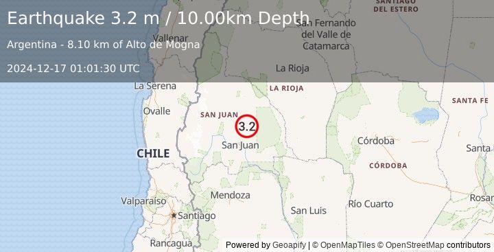 Earthquake SAN JUAN, ARGENTINA (3.2 m) (2024-12-17 01:01:30 UTC)