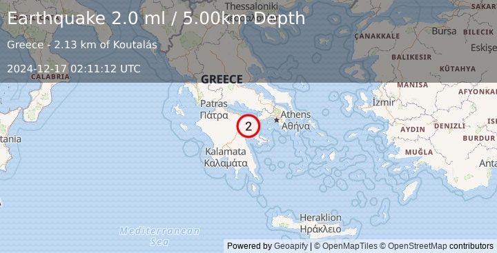 Earthquake SOUTHERN GREECE (2.0 ml) (2024-12-17 02:11:12 UTC)