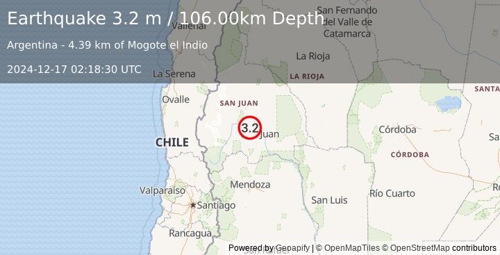 Earthquake SAN JUAN, ARGENTINA (3.2 m) (2024-12-17 02:18:30 UTC)