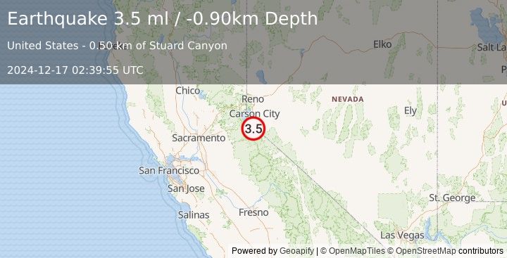 Earthquake NORTHERN CALIFORNIA (3.2 ml) (2024-12-17 02:39:54 UTC)