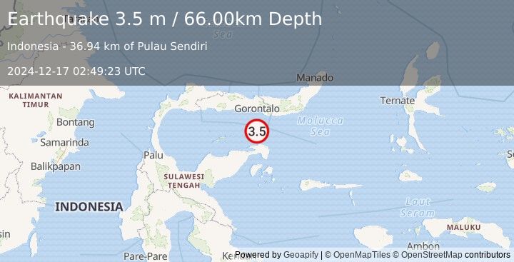 Earthquake SULAWESI, INDONESIA (3.5 m) (2024-12-17 02:49:23 UTC)