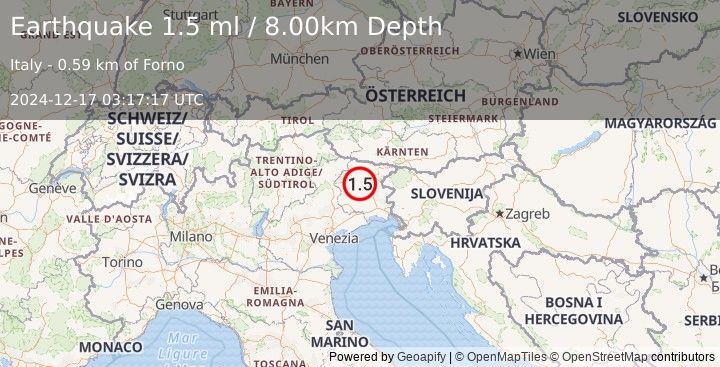 Earthquake NORTHERN ITALY (1.5 ml) (2024-12-17 03:17:17 UTC)