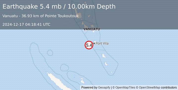 Earthquake VANUATU (5.4 mb) (2024-12-17 04:18:41 UTC)