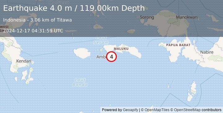 Earthquake SERAM, INDONESIA (4.0 m) (2024-12-17 04:31:59 UTC)