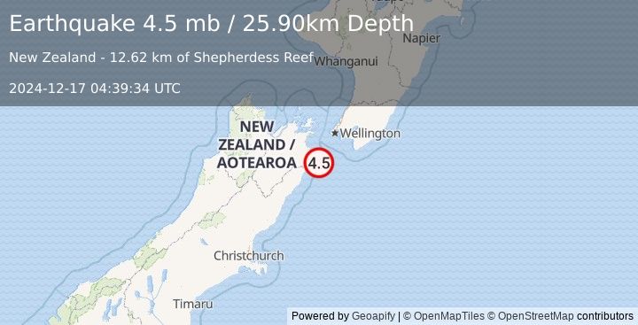 Earthquake COOK STRAIT, NEW ZEALAND (4.5 mb) (2024-12-17 04:39:34 UTC)