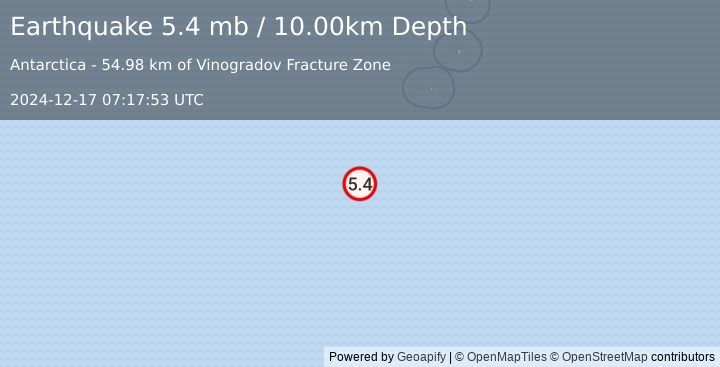 Earthquake SOUTH SANDWICH ISLANDS REGION (5.2 mb) (2024-12-17 07:17:52 UTC)