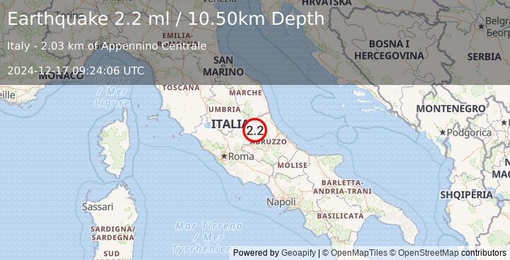 Earthquake CENTRAL ITALY (2.2 ml) (2024-12-17 09:24:06 UTC)