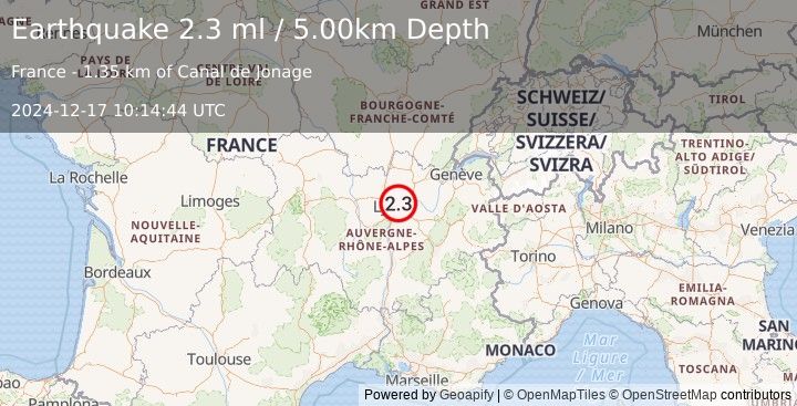 Earthquake FRANCE (2.3 ml) (2024-12-17 10:14:44 UTC)